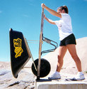 E-Z Dump wheelbarrow being dumped